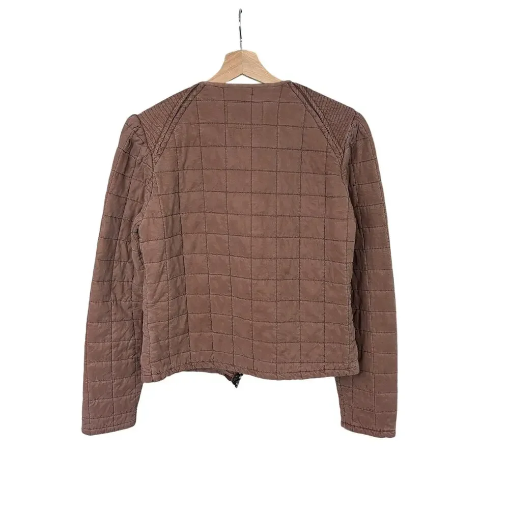 Blank NYC Brown Quilted Puffer Jacket Neutral Cozy Winter M